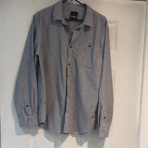 Men's Prana Gray Casual Button Down Shirt with Soft Fabric